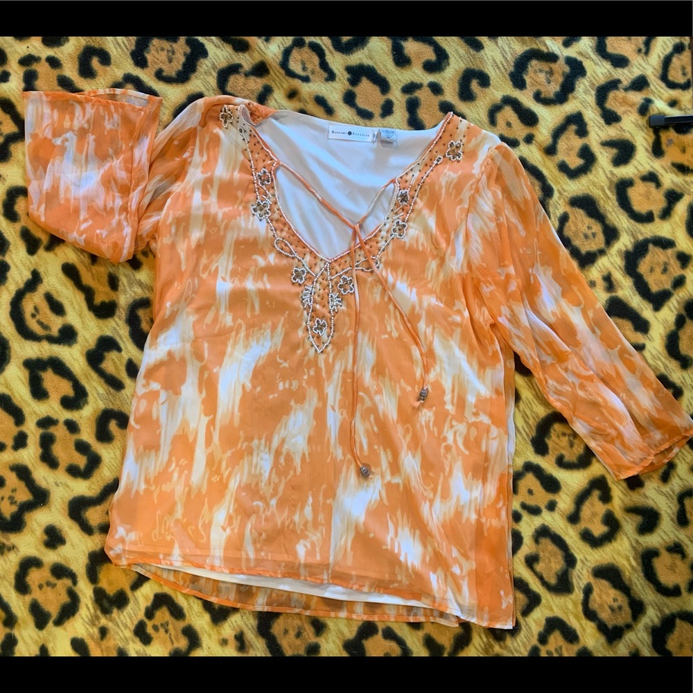 Rancho Estancia 1X orange blouse
